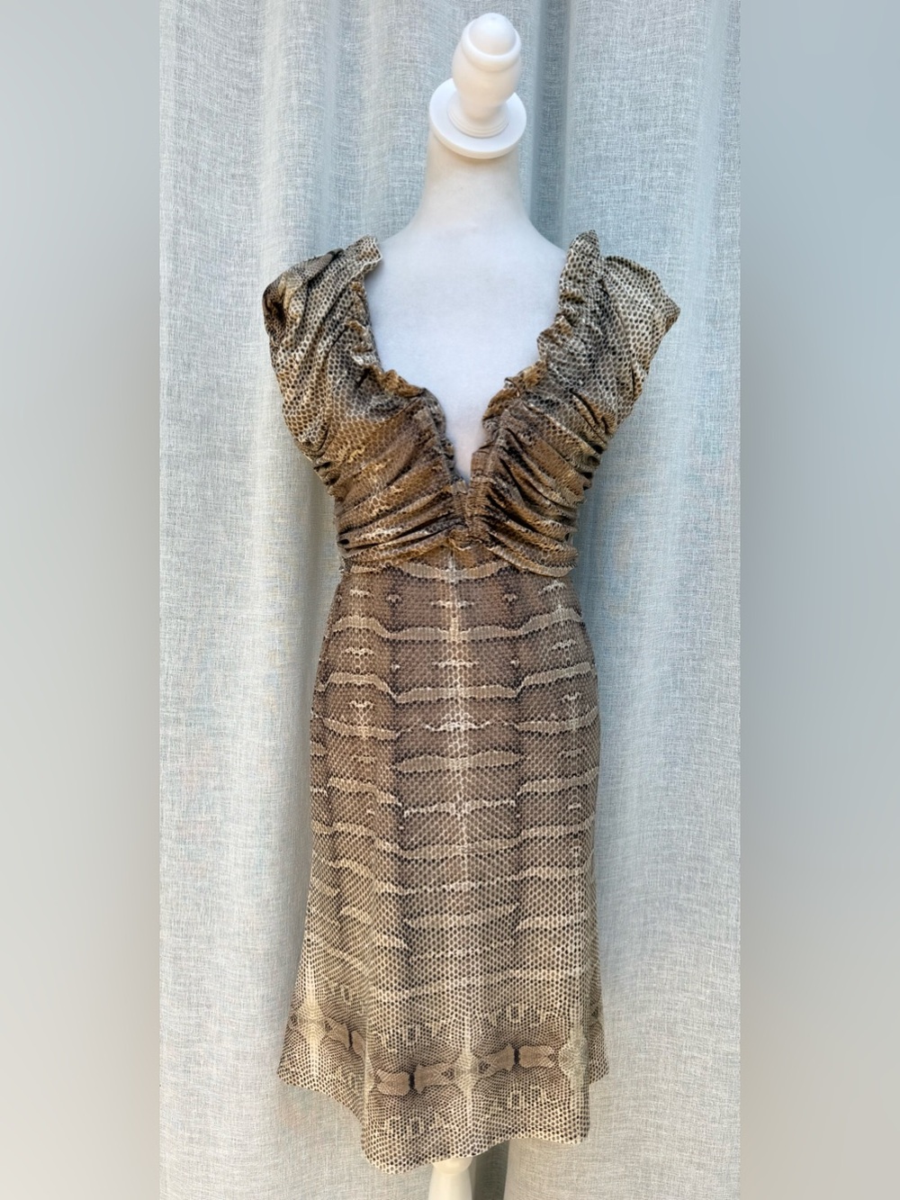 Roberto Cavalli mini stretch  python print dress